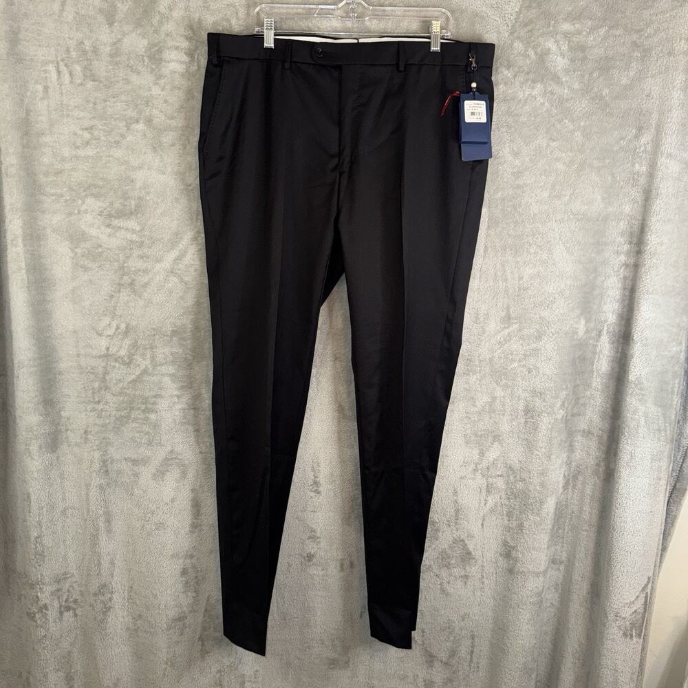 New 6 EAST Super 130s LORO PIANA Wool Dress Pants Trousers Men 40 Black Slim Fit